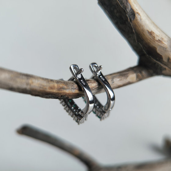 Серебряные серьги с агатом 1.117ct