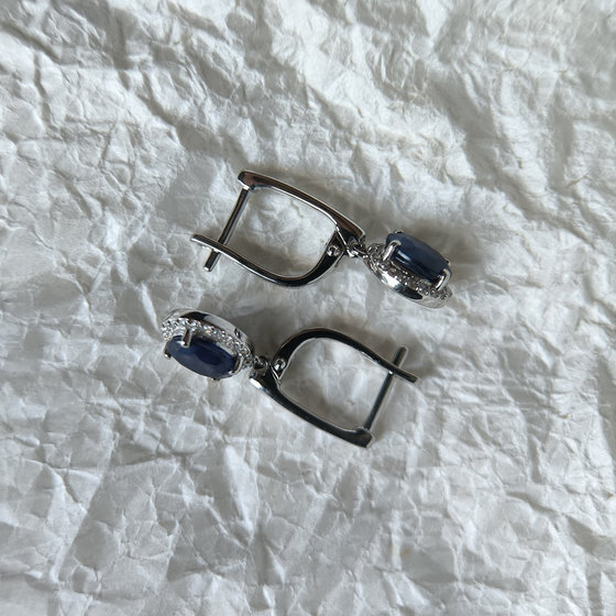 Серебряные серьги с сапфиром 3.59ct