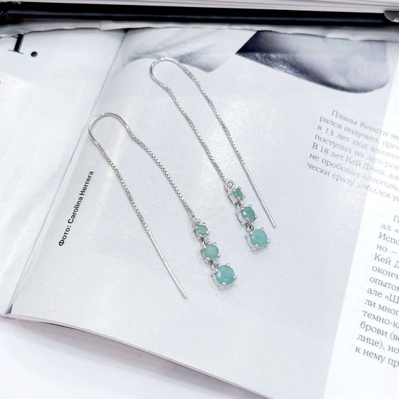 Серебряные серьги с изумрудом 1.567ct