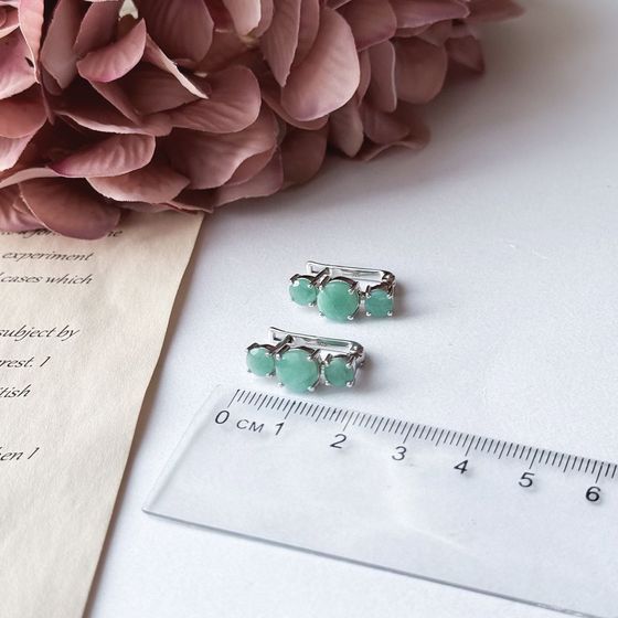 Серебряные серьги с изумрудом 4.558ct