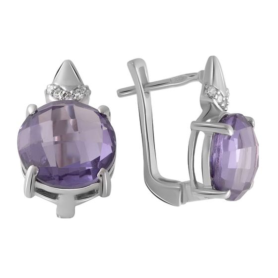 Серебряные серьги с александритом 10.51ct, фианитами