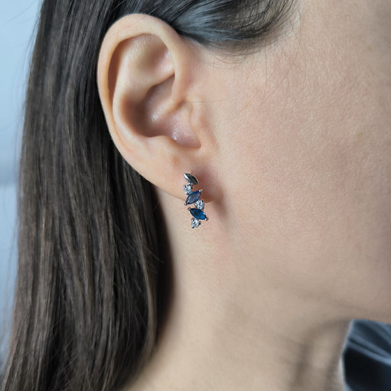 Серебряные серьги с сапфиром nano 1.45ct