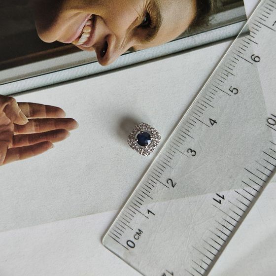 Серебряная подвеска с сапфиром 0.48ct, фианитами