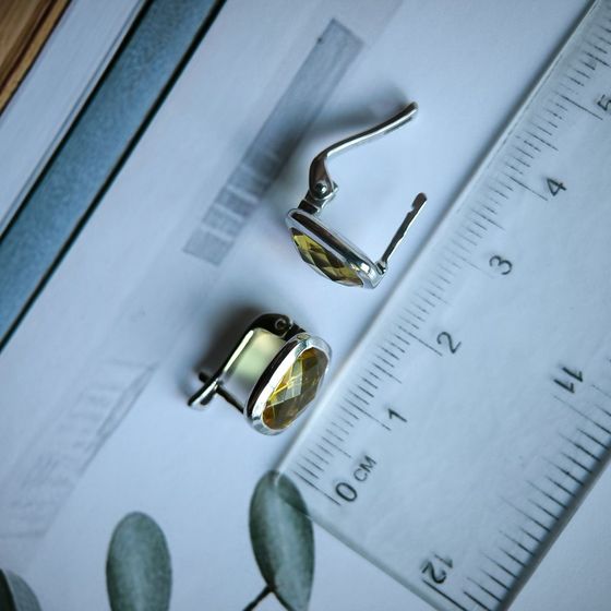 Серебряные серьги с цитрином nano