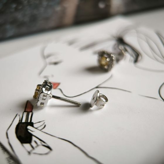 Серебряные серьги с цитрином nano 0.665ct