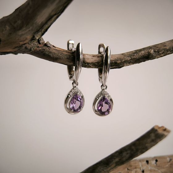 Серебряные серьги с аметистом 1.276ct