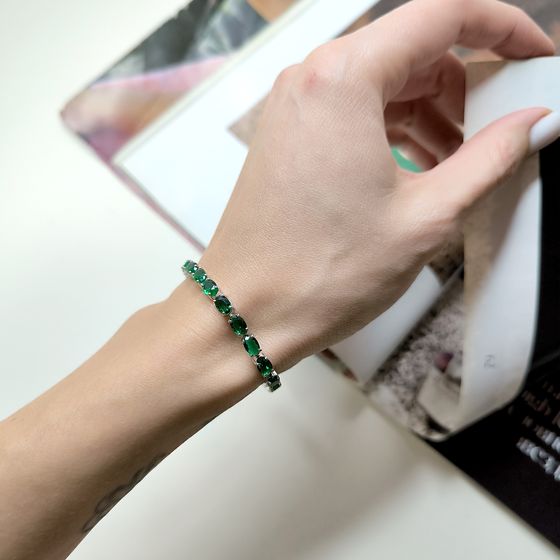 Серебряный браслет с изумрудом nano