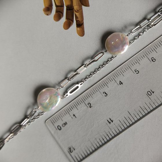 Серебряный браслет с жемчугом барочным