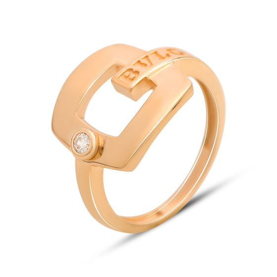 Золотое кольцо с емаллю, фианитами 0.02ct