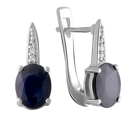 Серебряные серьги с сапфиром