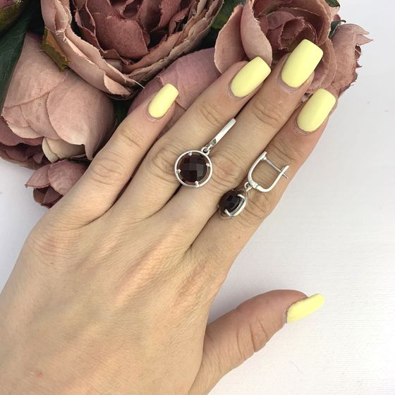 Серебряные серьги с гранатом 7.975ct