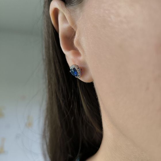 Серебряные серьги с сапфиром nano 1.698ct