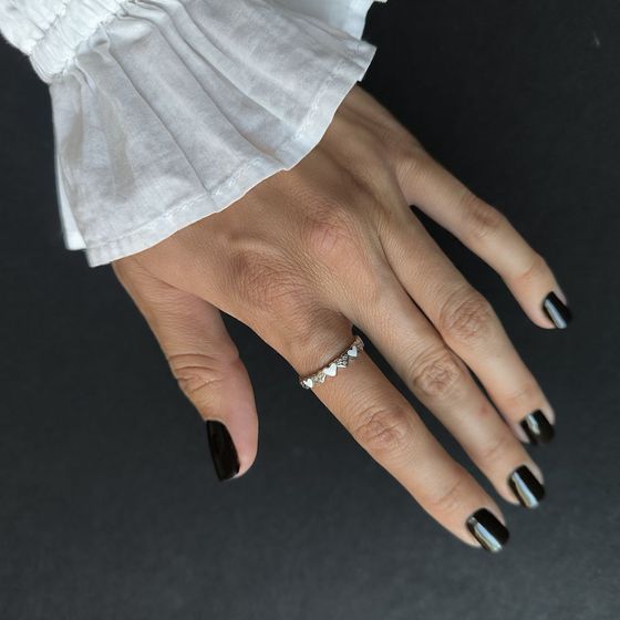 Серебряное кольцо с емаллю, фианитами