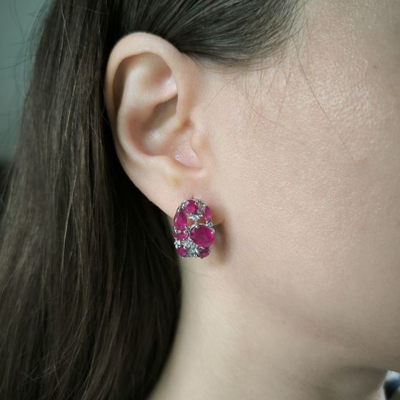 Серебряные серьги с рубином 8.85ct