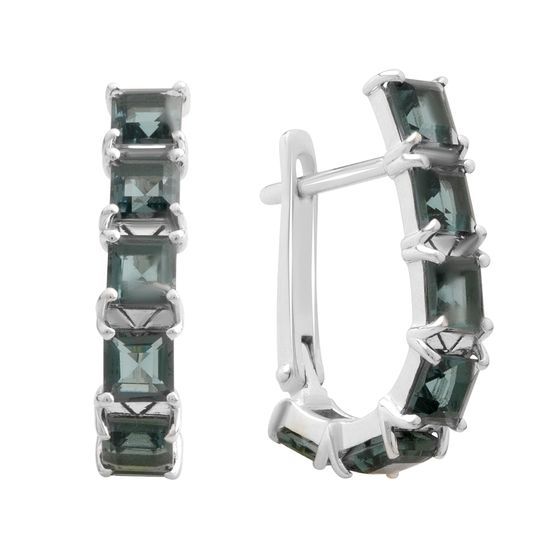 Серебряные серьги с топазом Лондон Блю 4.107ct