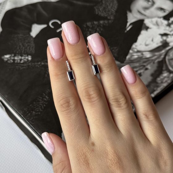 Серебряные серьги с сапфиром 1.362ct, фианитами