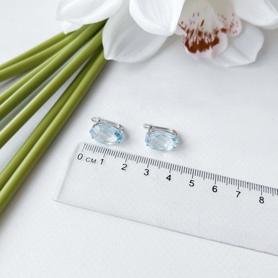 Серебряные серьги с топазом 12.25ct