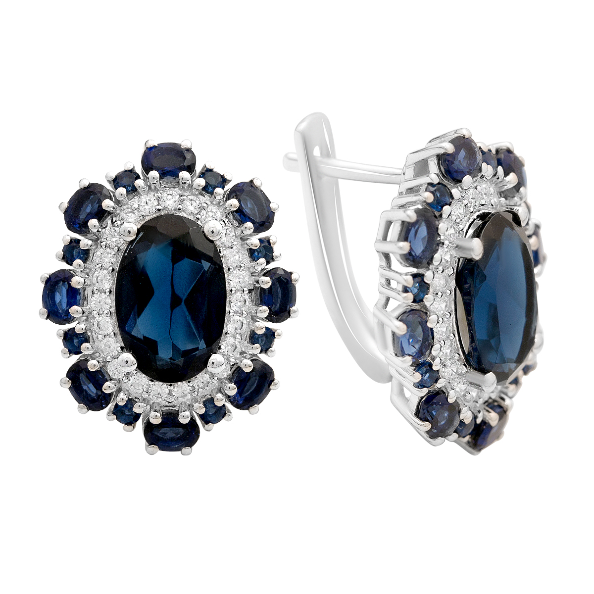 Серебряные серьги с сапфиром nano 9.87ct