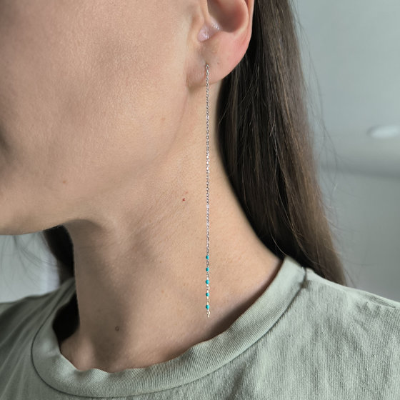 Серебряные серьги с емаллю