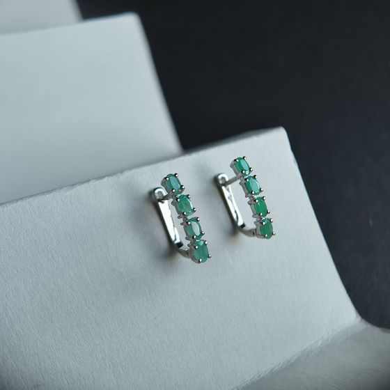 Серебряные серьги с изумрудом 2.07ct