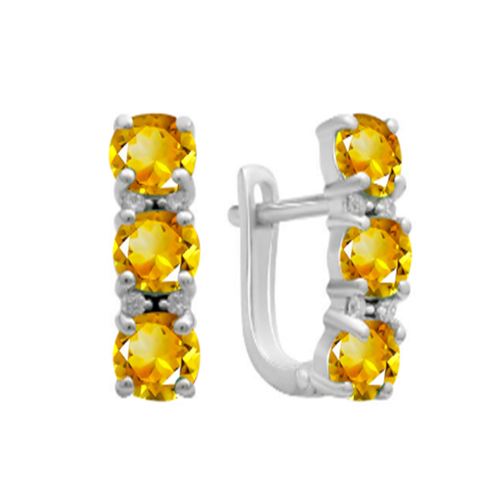 Серебряные серьги с цитрином 3.263ct