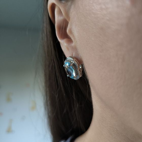 Серебряные серьги с топазом 13.403ct