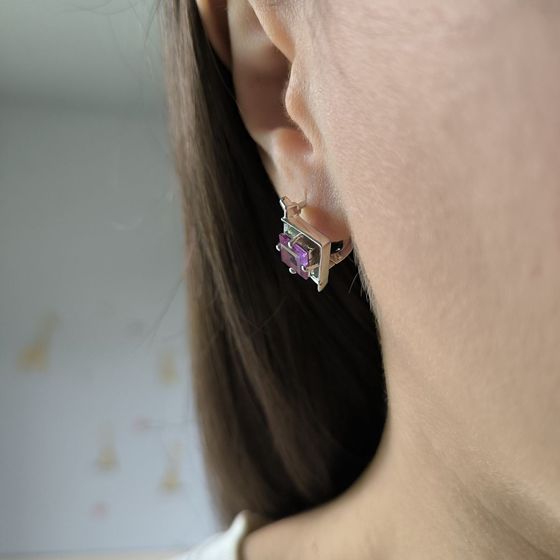 Серебряные серьги с александритом 4.625ct