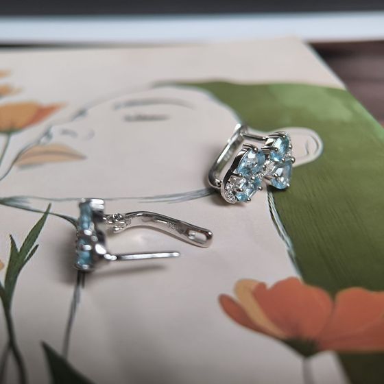 Серебряные серьги с топазом 4.005ct