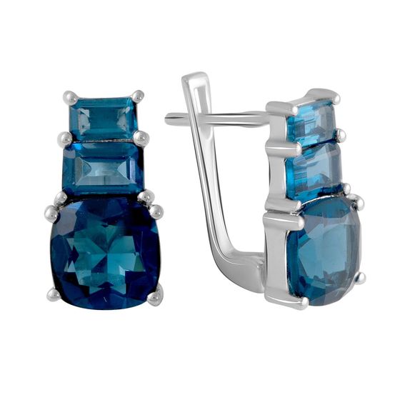 Серебряные серьги с топазом Лондон Блю