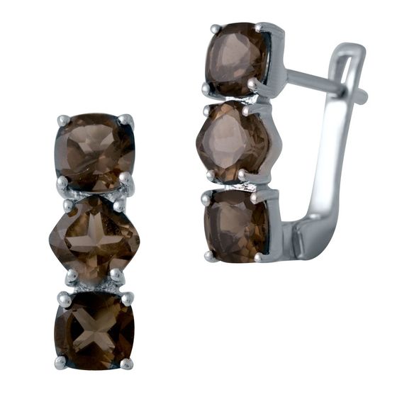 Серебряные серьги с раухтопазом (дымчатым кварцем) 2.842ct