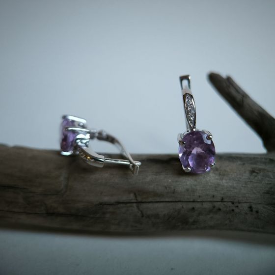 Серебряные серьги с аметистом