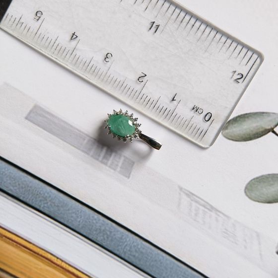 Серебряная подвеска с изумрудом, фианитами