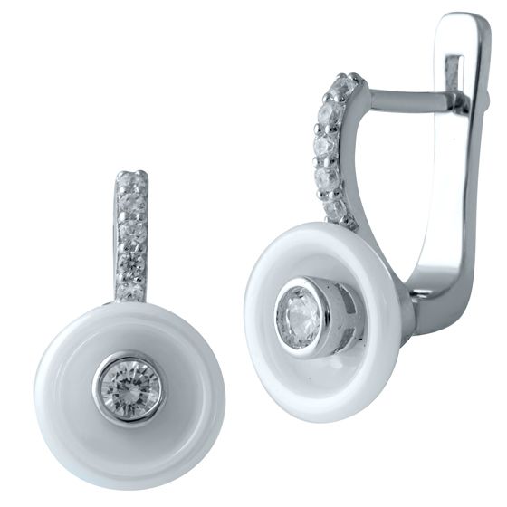 Серебряные серьги с , керамикой