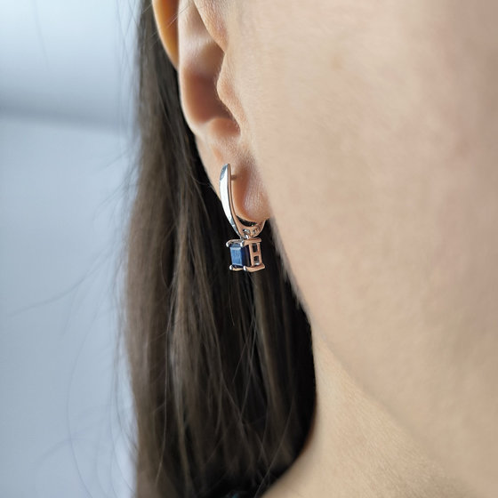 Серебряные серьги с сапфиром 1.528ct