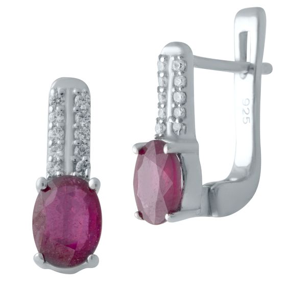 Серебряные серьги с рубином 2.431ct