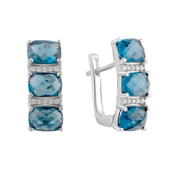 Серебряные серьги с топазом Лондон Блю 4.738ct