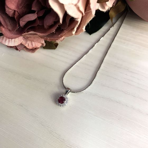 Серебряная подвеска с рубином 0.948ct