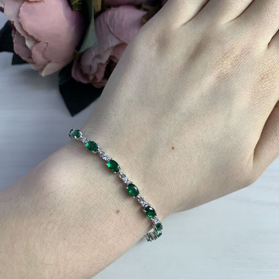 Серебряный браслет с изумрудом nano 5.33ct