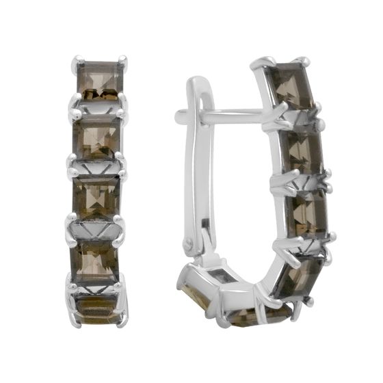 Серебряные серьги с раухтопазом (дымчатым кварцем) 4.258ct