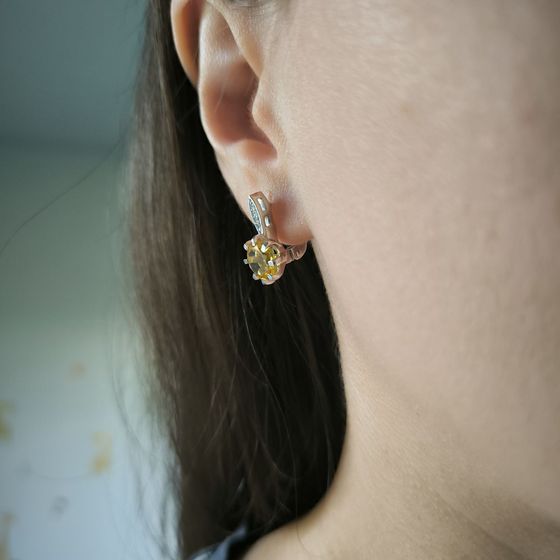 Серебряные серьги с цитрином nano 3.142ct