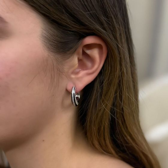 Серебряные серьги с фианитами, емаллю