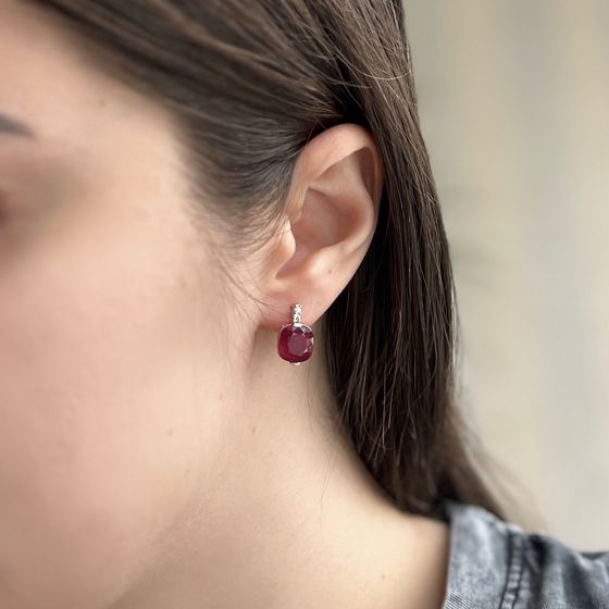 Серебряные серьги с рубином 8.37ct