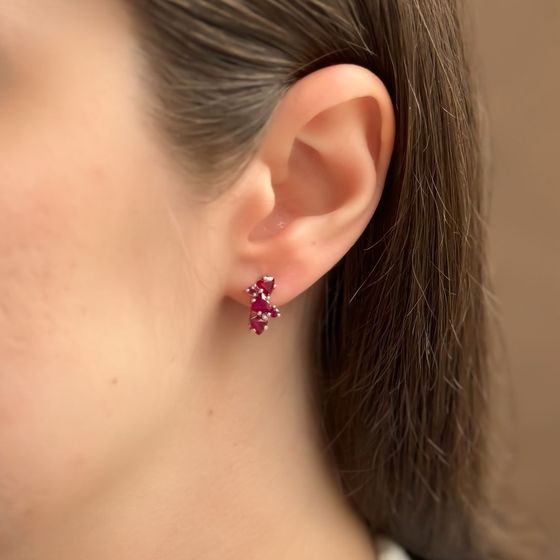 Серебряные серьги с рубином 1.188ct