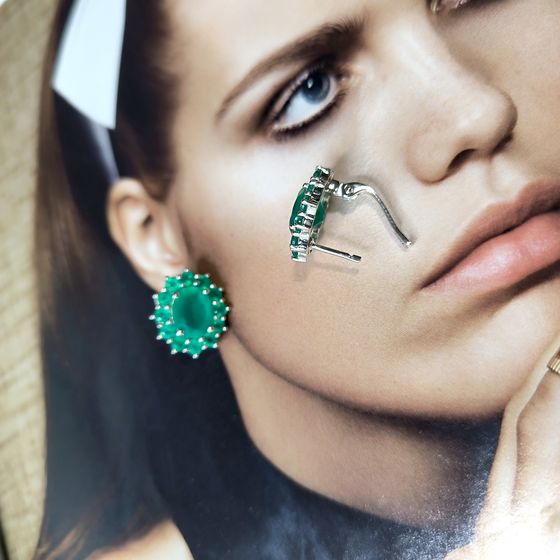 Серебряные серьги с агатом 6.913ct