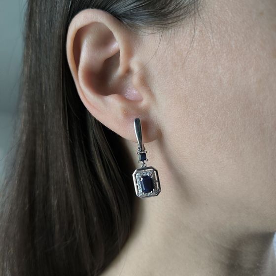 Серебряные серьги с сапфиром 2.922ct