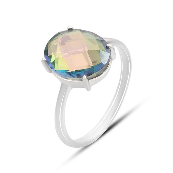 Серебряное кольцо с мистик топазом 7.19ct