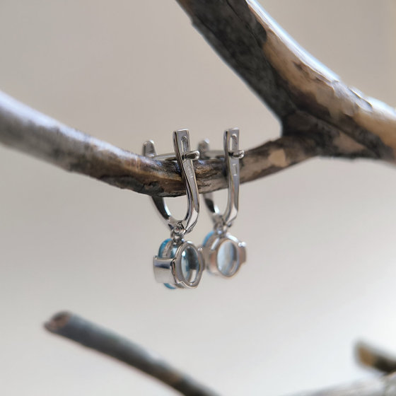 Серебряные серьги с топазом 2.93ct