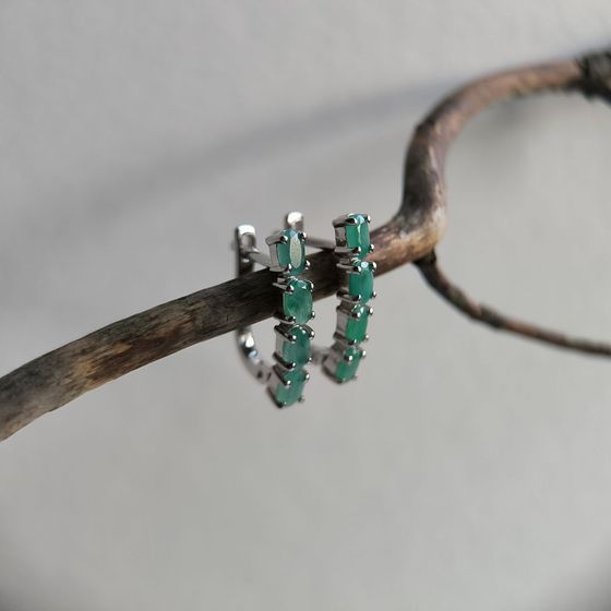 Серебряные серьги с изумрудом 2.07ct