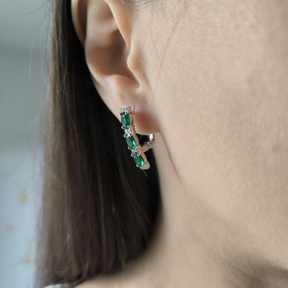 Серебряные серьги с изумрудом nano 8.565ct