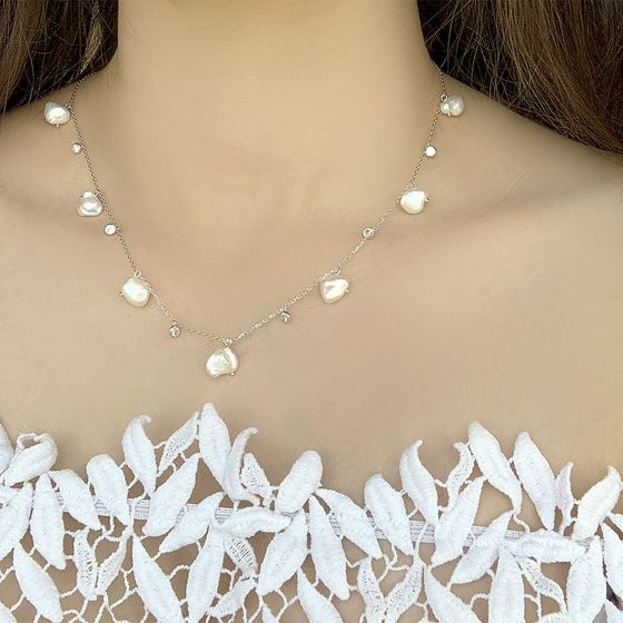 Серебряное колье с жемчугом барочным 56.286ct